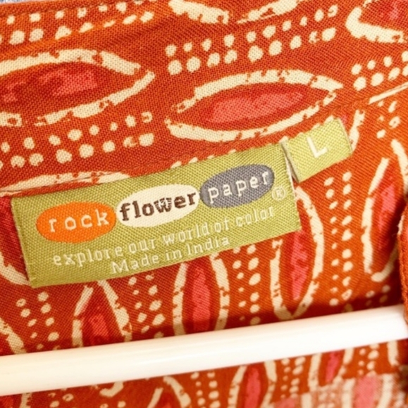 Rock Flower Paper Orange Indian Print Tunic Top - Picture 7 of 9